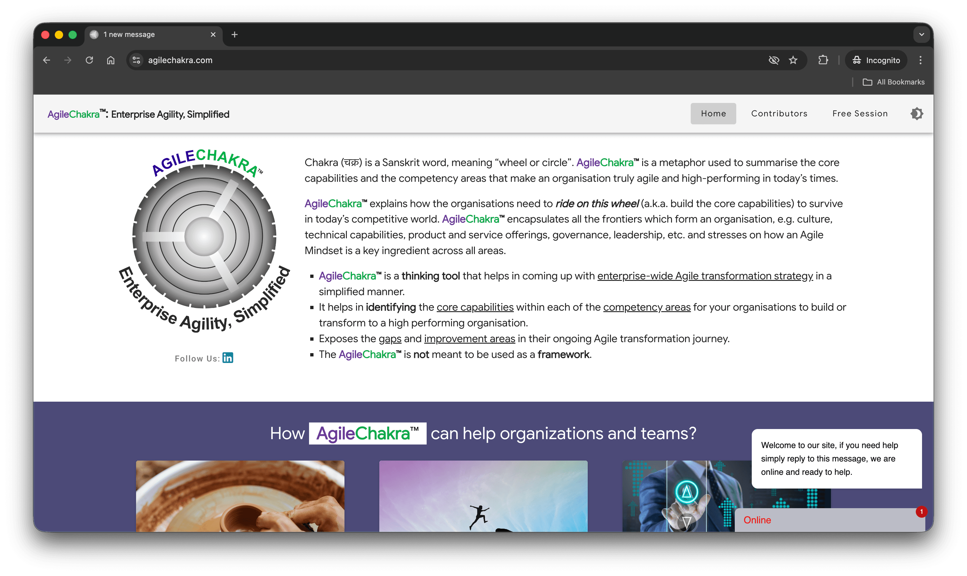 Agile Chakra Website screenshot 1