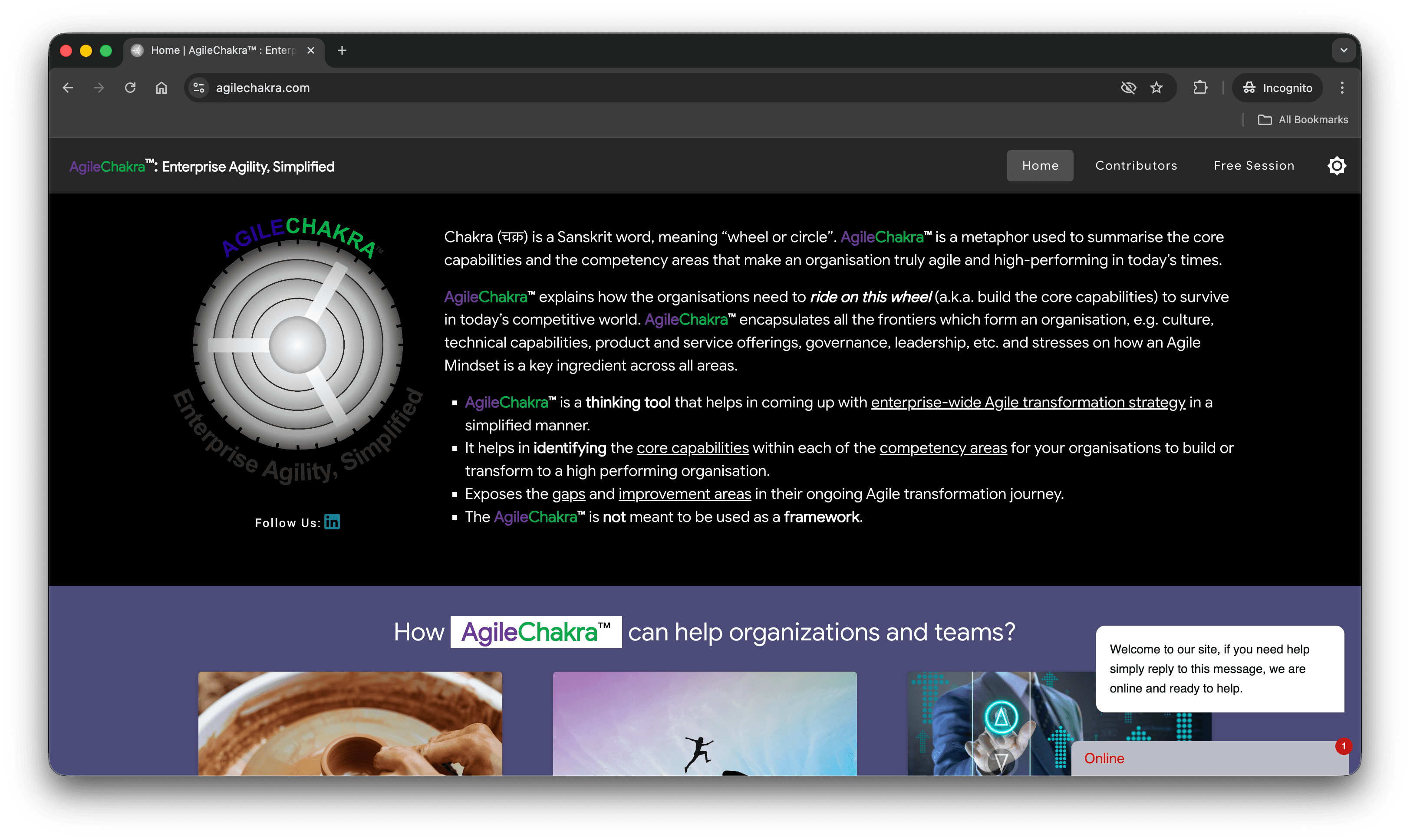 Agile Chakra Website screenshot 2