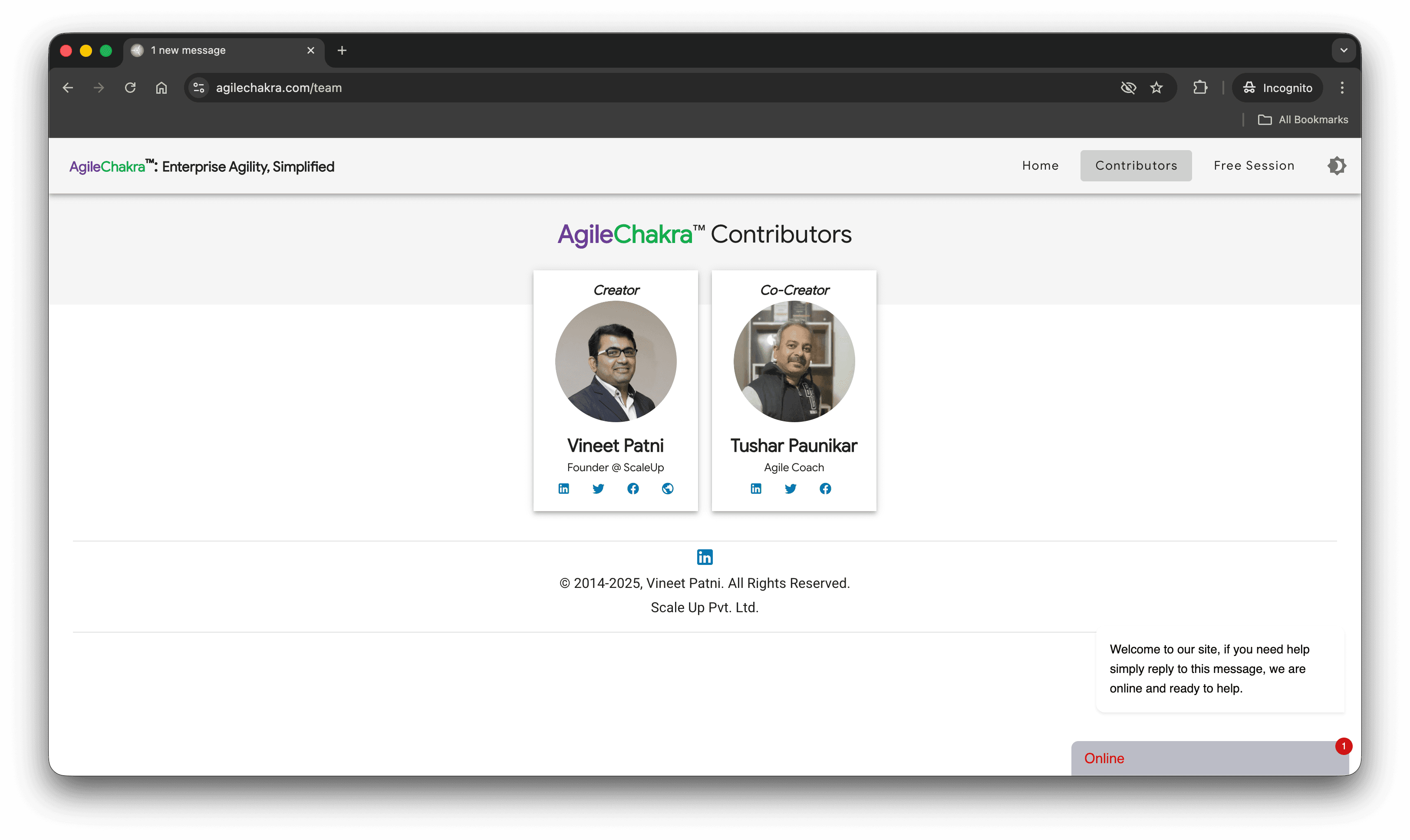 Agile Chakra Website screenshot 3