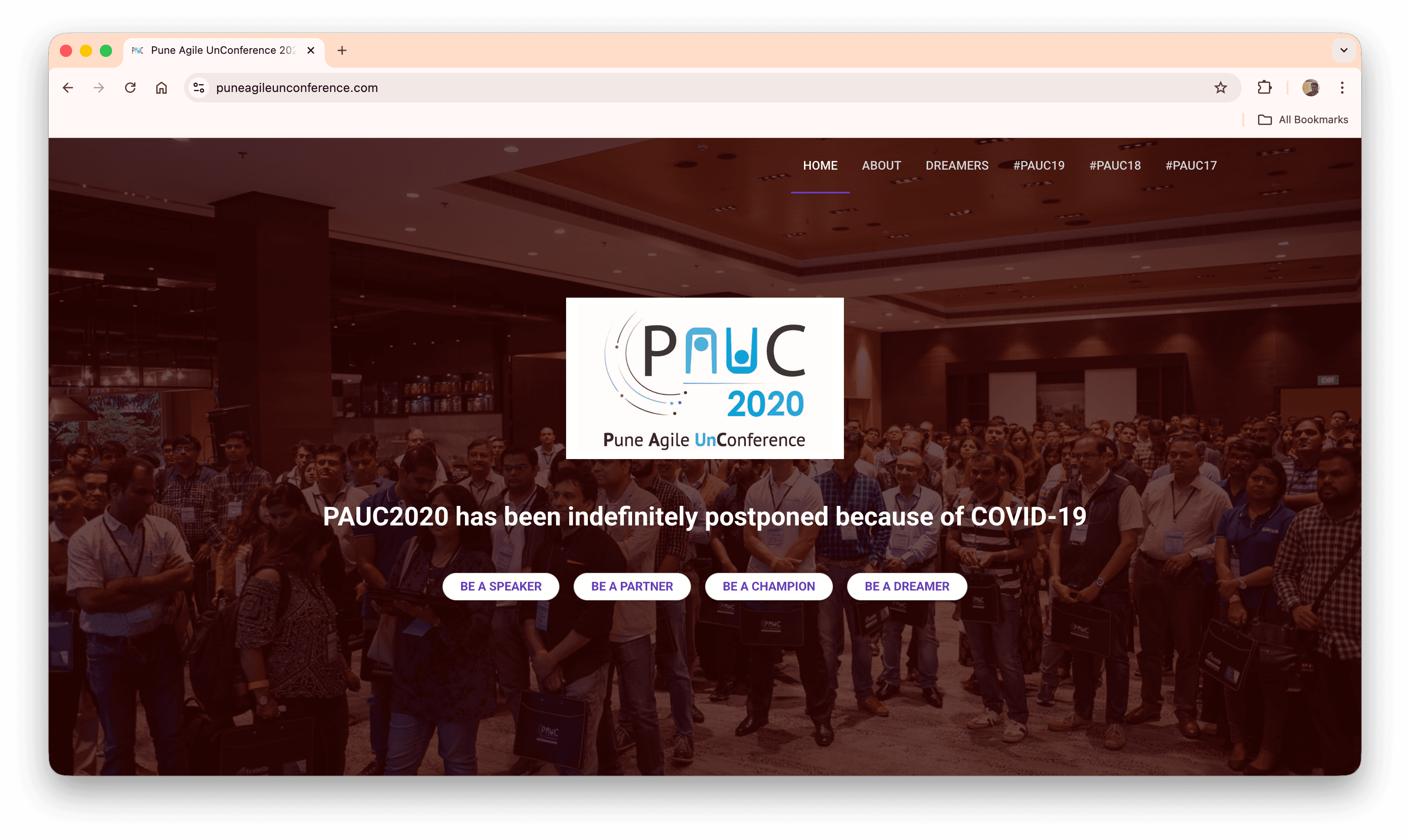 Pune Agile UnConference Website screenshot 1