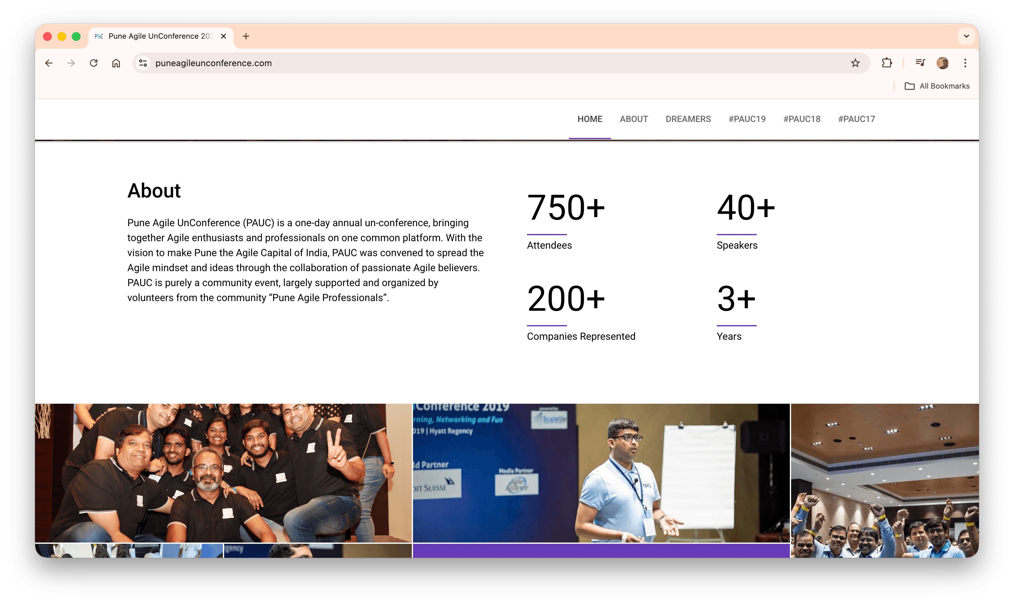 Pune Agile UnConference Website screenshot 2